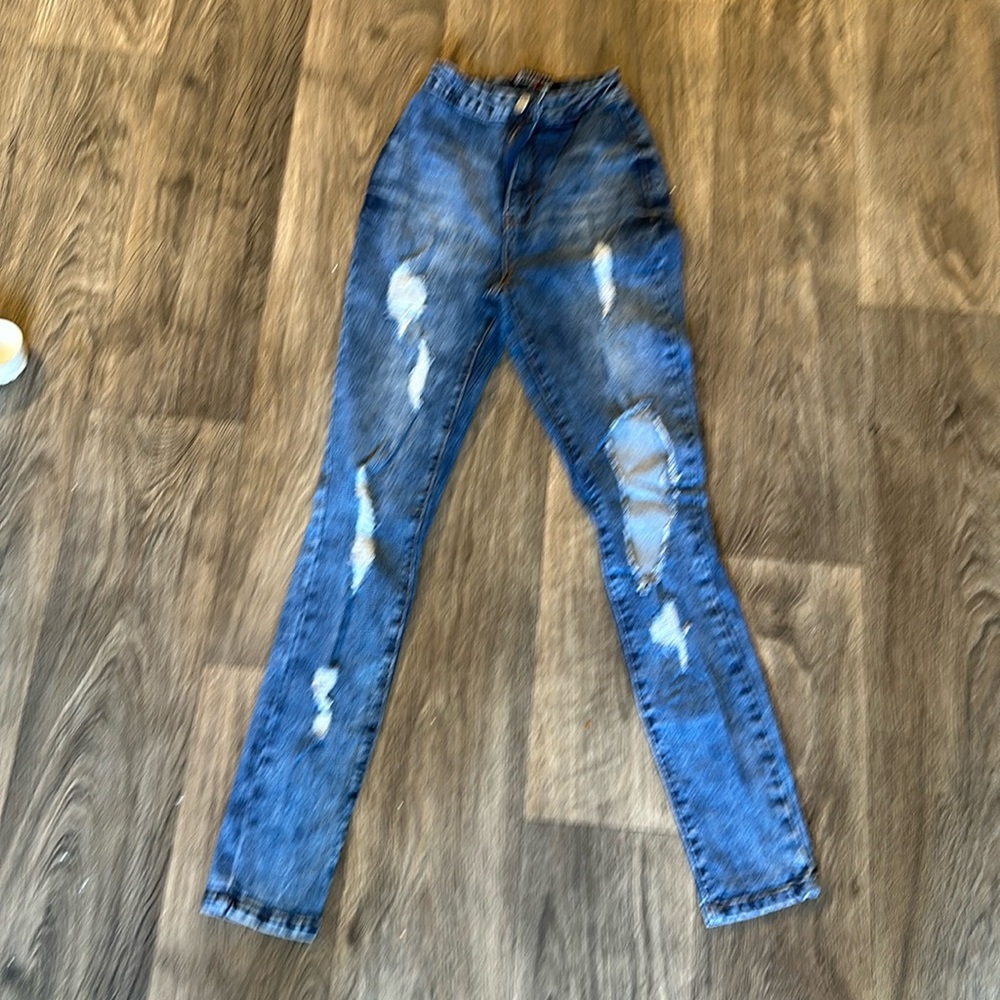 High waisted jeans, BoomBoom jeans, size 3, distressed